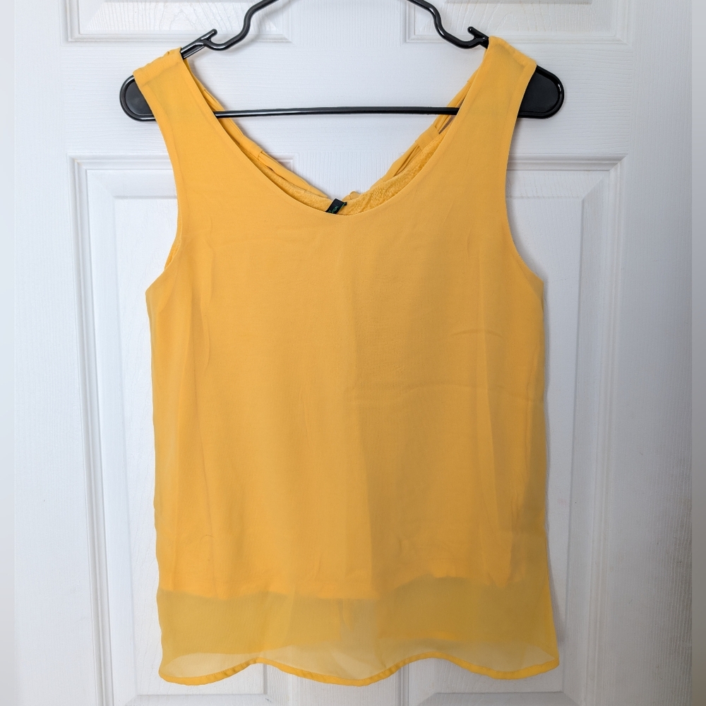 Stile Benetton Layered Chiffon Mustard Tank Top